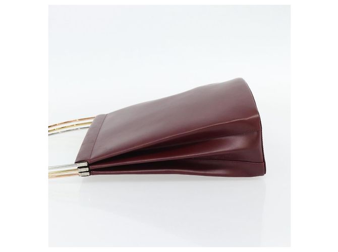 Bolsa de Ombro Trinity em Couro Bordeaux e Ouro Cartier Auth 181367A - vista 4