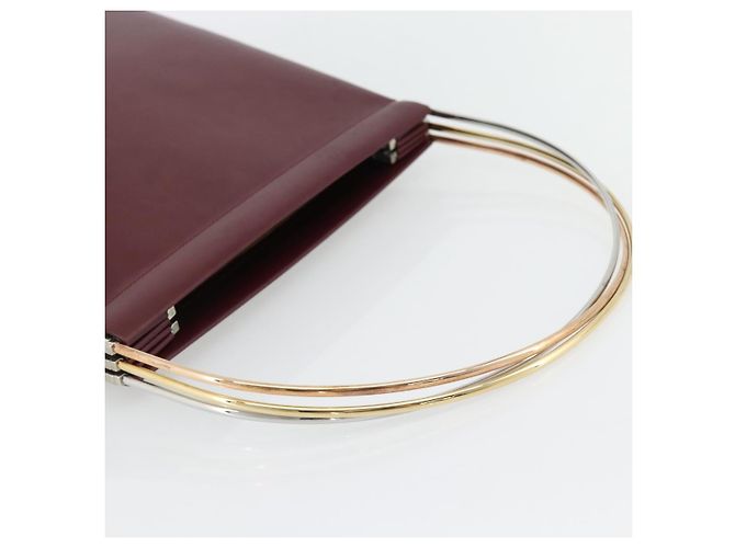 Bolsa de Ombro Trinity em Couro Bordeaux e Ouro Cartier Auth 181367A - vista 7