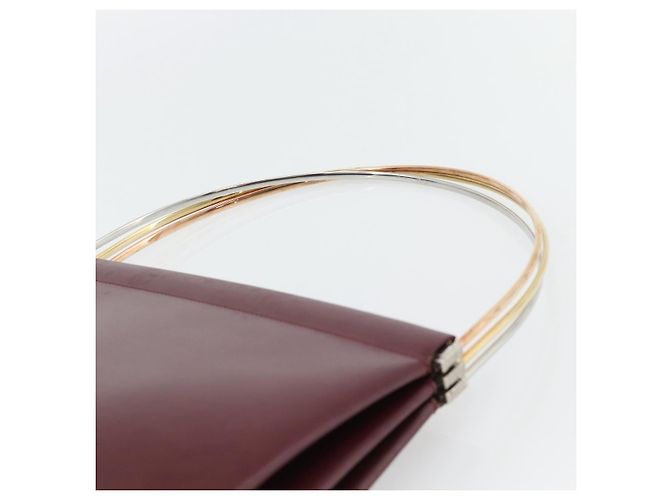 Bolsa de Ombro Trinity em Couro Bordeaux e Ouro Cartier Auth 181367A - vista 8