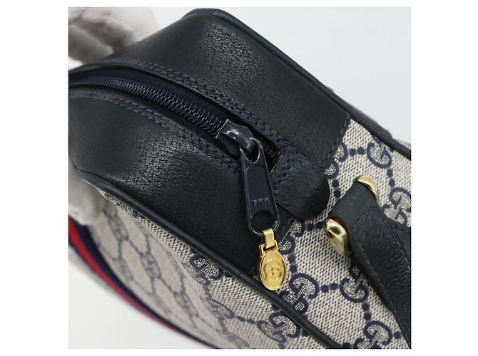 Borsa a tracolla GUCCI GG Supreme Sherry Line PVC Blu Navy Oro 72 02 005 Auth 181210 D'oro - vista 14