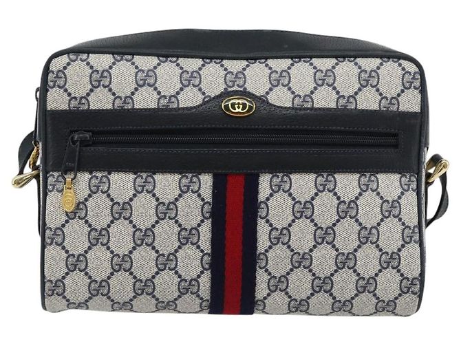 Borsa a tracolla GUCCI GG Supreme Sherry Line PVC Blu Navy Oro 72 02 005 Auth 181210 D'oro - vista 2
