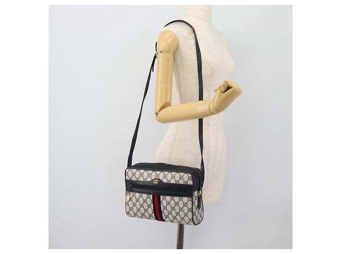 Borsa a tracolla GUCCI GG Supreme Sherry Line PVC Blu Navy Oro 72 02 005 Auth 181210 D'oro - vista 22