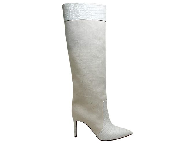 Botas altas Paris Texas Bone China Embossed Croco Canvas Beige - vista 2
