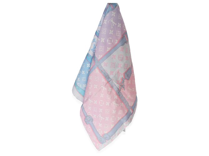 Sciarpa quadrata in seta Louis Vuitton Pink Multicolor Monogram Rising Confidential - vista 2