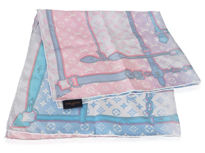 Sciarpa quadrata in seta Louis Vuitton Pink Multicolor Monogram Rising Confidential - vista 3