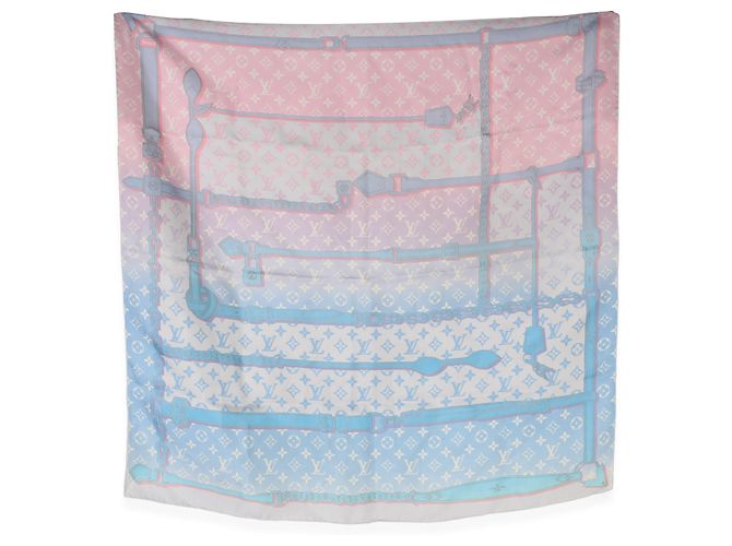 Sciarpa quadrata in seta Louis Vuitton Pink Multicolor Monogram Rising Confidential - vista 4