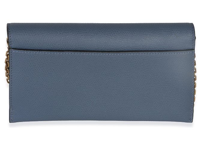 Pochette Small Saddle in pelle di vitello granulata blu Christian Dior con catena - vista 2