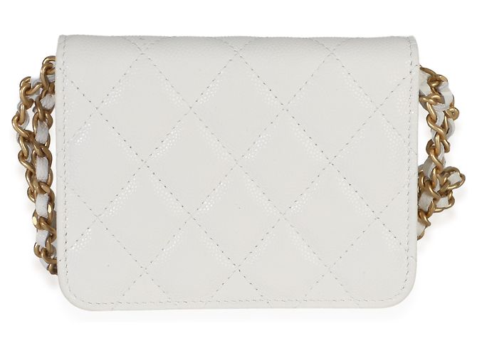 Monedero Twist Your Buttons en Caviar acolchado blanco Chanel con cadena - vista 2
