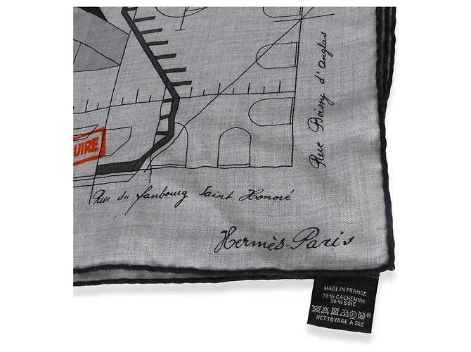 Sciarpa in seta e cashmere Hermès da uomo Gris Chine Permis De Constructruir 100 - vista 3