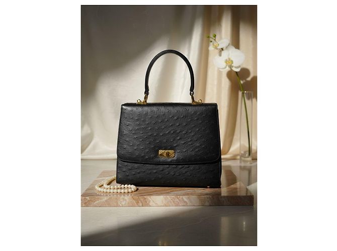 Autre Marque Takechi Borsa in pelle di struzzo nera Nero - vista 12