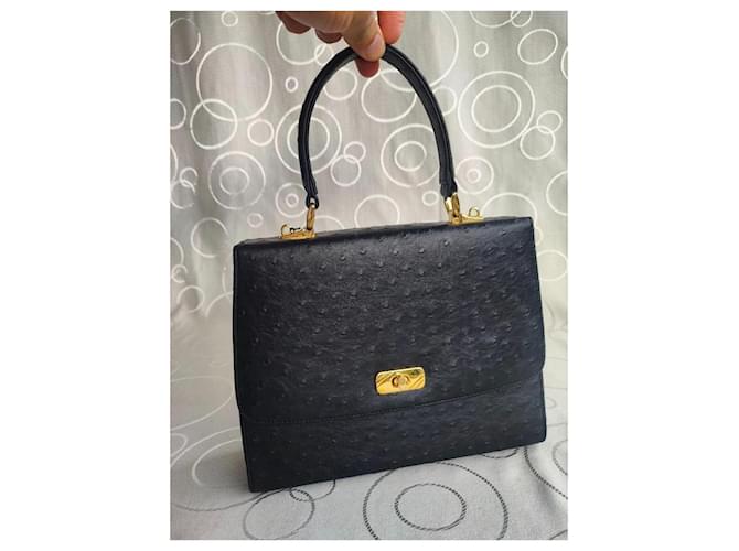 Autre Marque Takechi Borsa in pelle di struzzo nera Nero - vista 2