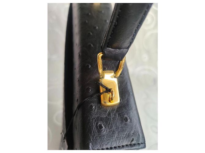 Autre Marque Takechi Borsa in pelle di struzzo nera Nero - vista 6