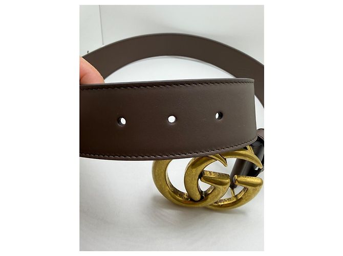Gucci Marmont GG Supreme Gürtel - Beige Canvas Braun - Ansicht 10