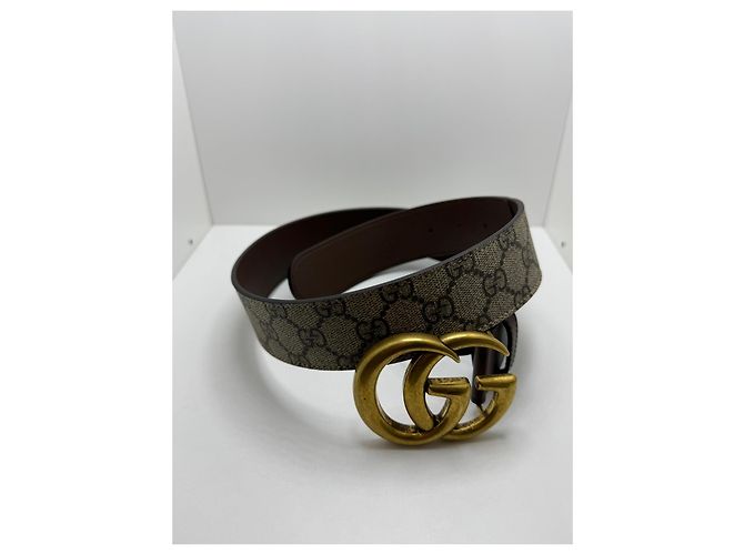 Gucci Marmont GG Supreme Gürtel - Beige Canvas Braun - Ansicht 8