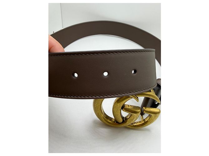 Gucci Marmont GG Supreme Gürtel - Beige Canvas Braun - Ansicht 9