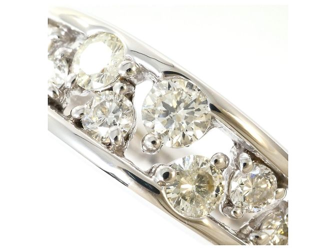 Autre Marque Eleganter 18K Weißgold-Ring mit Diamant Golden - Ansicht 2