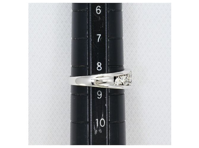 Autre Marque Eleganter 18K Weißgold-Ring mit Diamant Golden - Ansicht 8