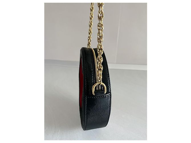 Gucci Ophidia Mini Borsa Rotonda in Velluto Rosso e Pelle Verniciata Nera Nero - vista 7