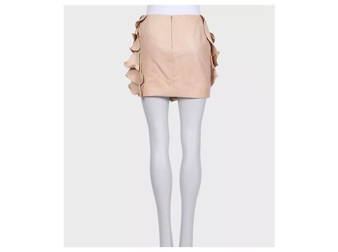Mini gonna in pelle e seta beige Valentino Taglia M Usato - vista 3