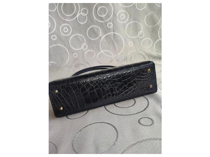 Borsa Zagliani in pelle di coccodrillo nero - vista 13