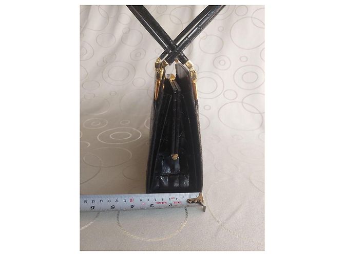 Borsa Zagliani in pelle di coccodrillo nero - vista 3