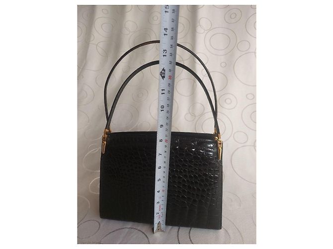 Borsa Zagliani in pelle di coccodrillo nero - vista 4