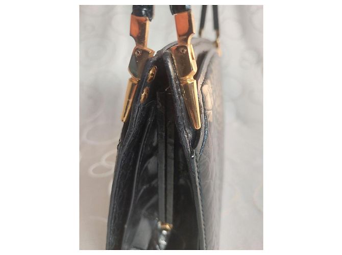 Borsa Zagliani in pelle di coccodrillo nero - vista 9