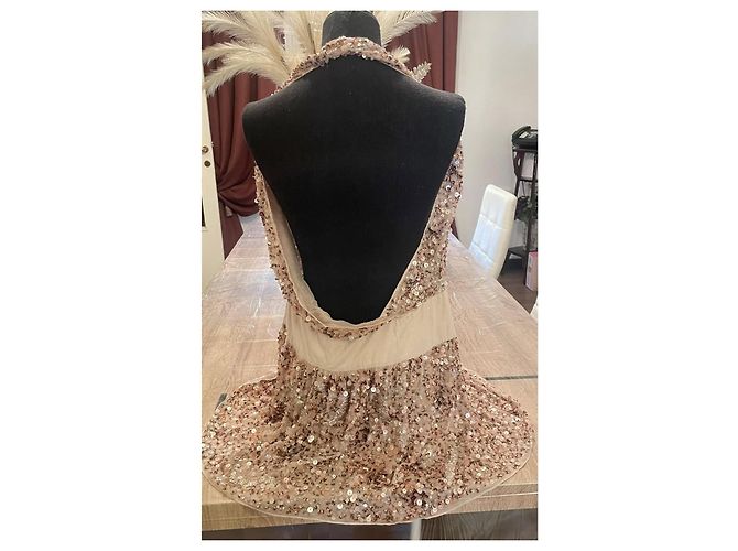 Abito da sera in seta e paillettes Patrizia Pepe Beige D'oro - vista 11