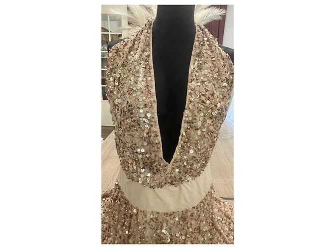 Abito da sera in seta e paillettes Patrizia Pepe Beige D'oro - vista 12