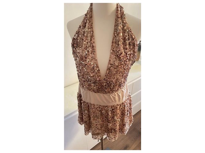 Abito da sera in seta e paillettes Patrizia Pepe Beige D'oro - vista 14