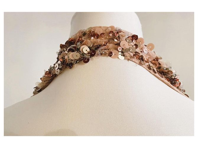 Abito da sera in seta e paillettes Patrizia Pepe Beige D'oro - vista 15