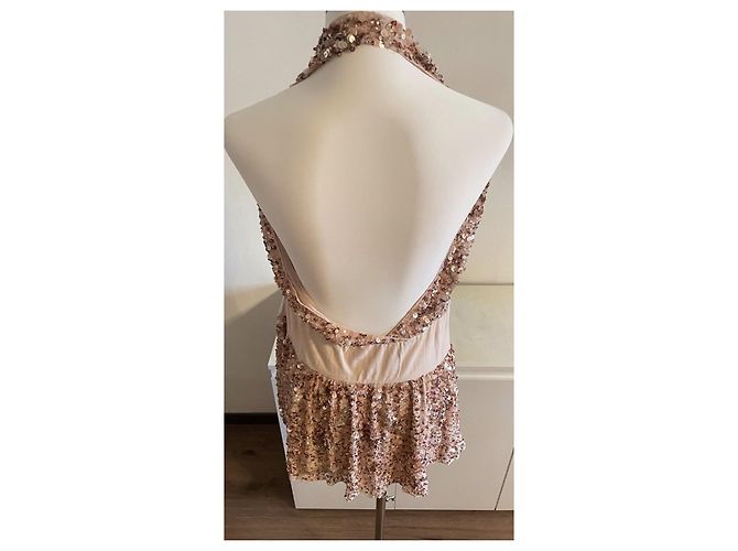 Abito da sera in seta e paillettes Patrizia Pepe Beige D'oro - vista 16