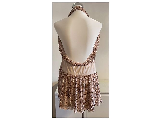Abito da sera in seta e paillettes Patrizia Pepe Beige D'oro - vista 3