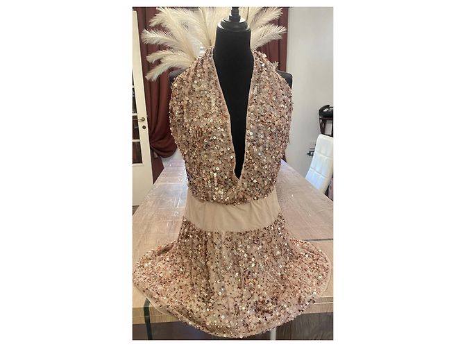 Abito da sera in seta e paillettes Patrizia Pepe Beige D'oro - vista 5