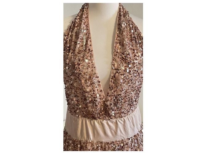 Abito da sera in seta e paillettes Patrizia Pepe Beige D'oro - vista 6