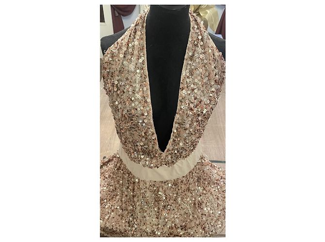 Abito da sera in seta e paillettes Patrizia Pepe Beige D'oro - vista 7