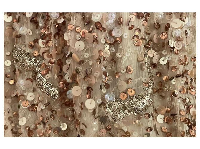 Abito da sera in seta e paillettes Patrizia Pepe Beige D'oro - vista 8