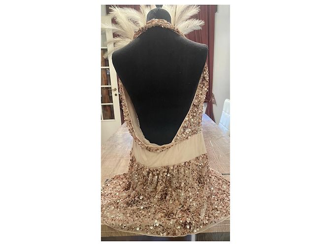 Abito da sera in seta e paillettes Patrizia Pepe Beige D'oro - vista 9