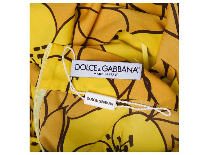 Vestido midi de seda con estampado floral amarillo Dolce & Gabbana - vista 6
