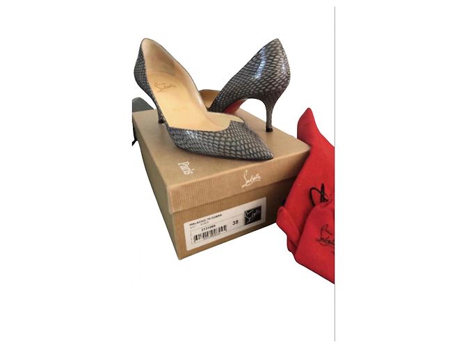 Christian Louboutin Malachic Décolleté Python Grigio Stampa python - vista 2