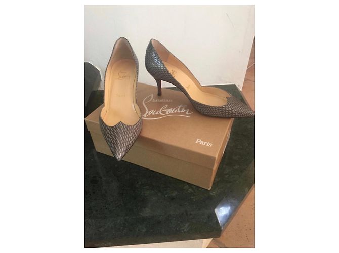 Christian Louboutin Malachic Décolleté Python Grigio Stampa python - vista 3