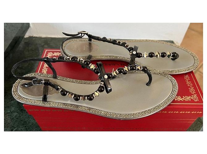 Rene Caovilla Sandali René Caovilla Neri con Cristalli Taglia 39 Nero Silver hardware - vista 2