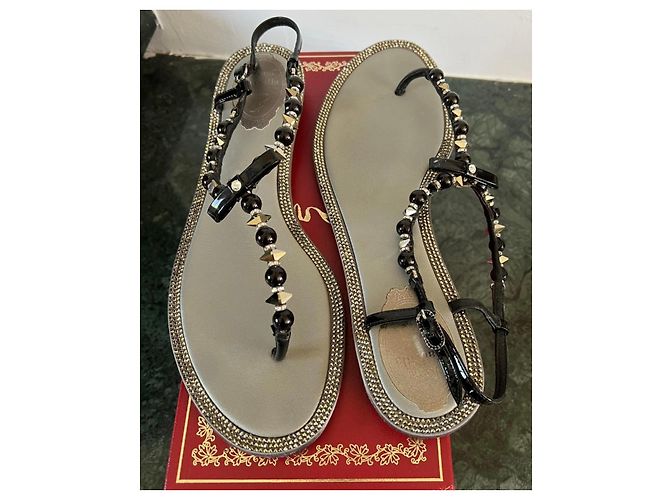 Rene Caovilla Sandali René Caovilla Neri con Cristalli Taglia 39 Nero Silver hardware - vista 3