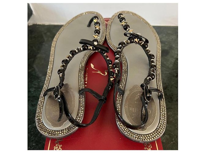 Rene Caovilla Sandali René Caovilla Neri con Cristalli Taglia 39 Nero Silver hardware - vista 4