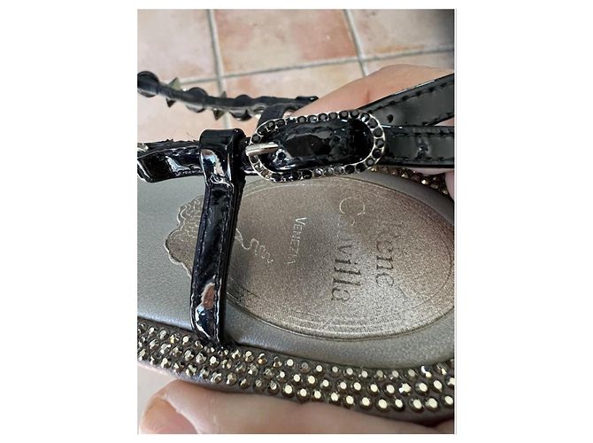 Rene Caovilla Sandali René Caovilla Neri con Cristalli Taglia 39 Nero Silver hardware - vista 6