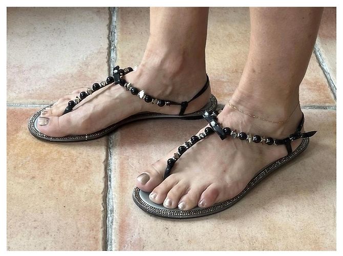 Rene Caovilla Sandali René Caovilla Neri con Cristalli Taglia 39 Nero Silver hardware - vista 8