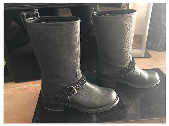 Giuseppe Zanotti Botas Biker de cuero negro - vista 2
