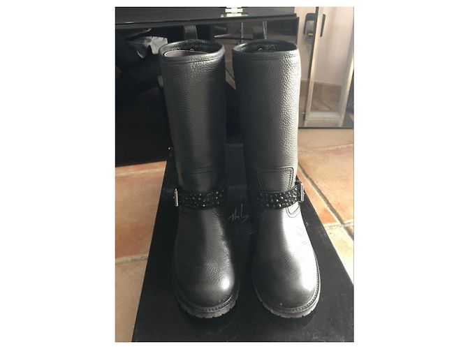 Giuseppe Zanotti Botas Biker de cuero negro - vista 3