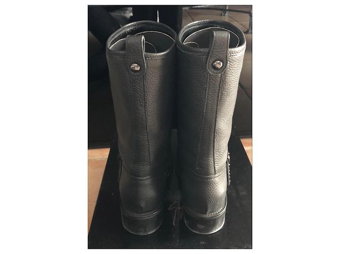 Giuseppe Zanotti Botas Biker de cuero negro - vista 4