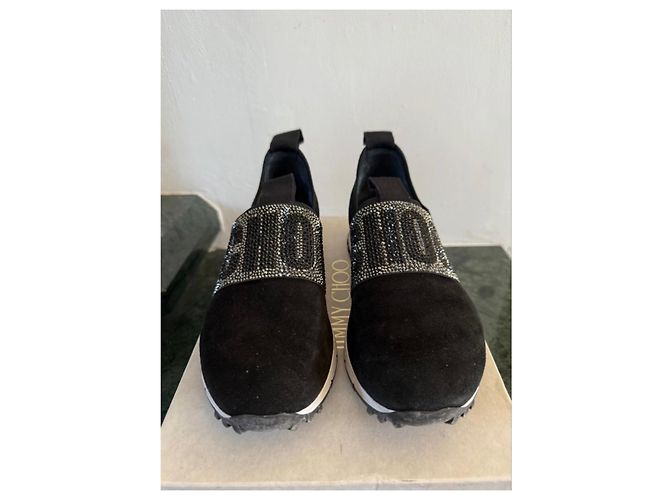 Jimmy Choo Sneakers Oakland Strass Nero Argento Bianco - vista 2